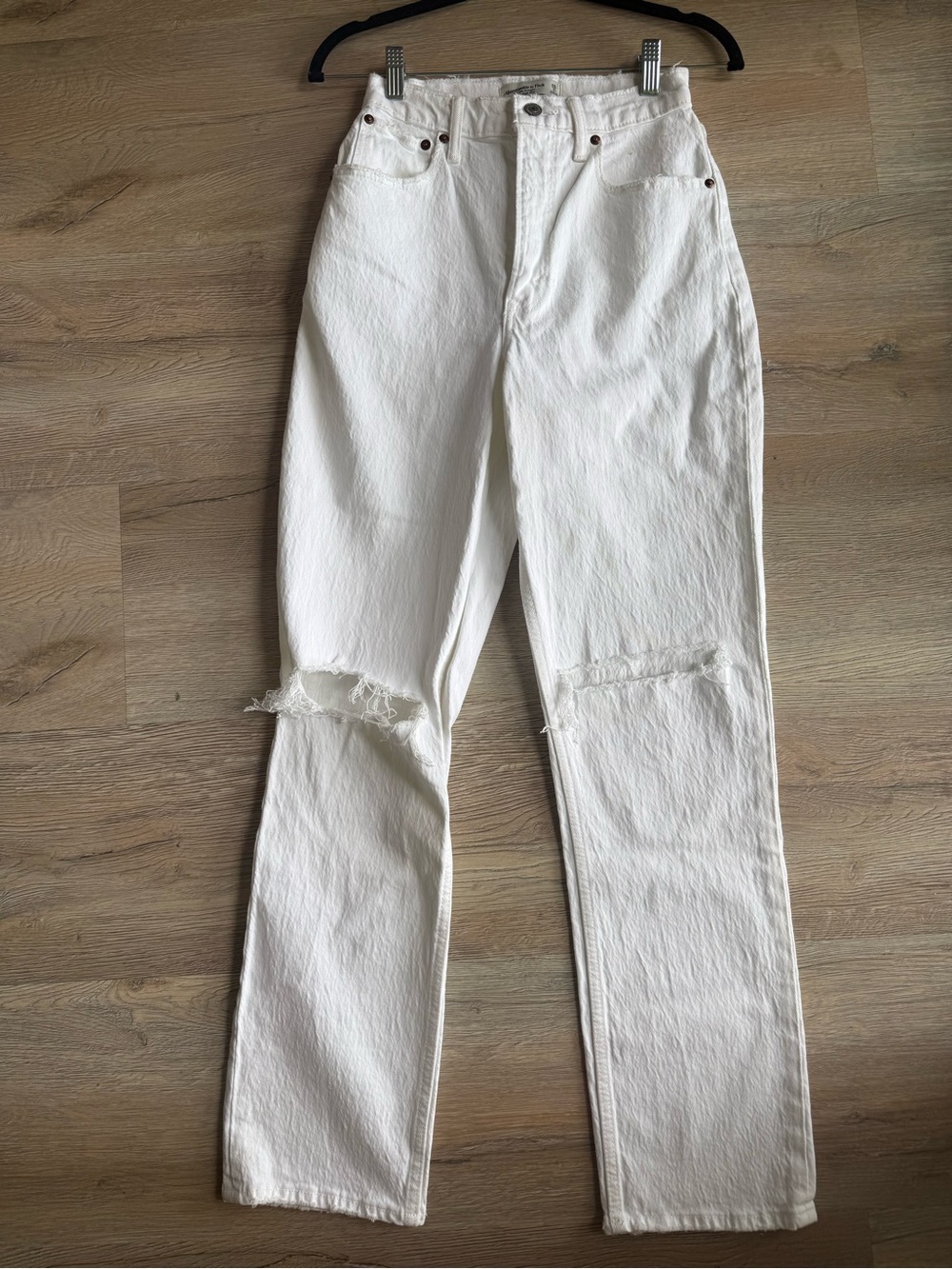 Abercrombie & Fitch white ultra high-rise straight jeans